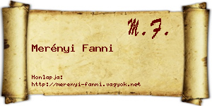 Merényi Fanni névjegykártya